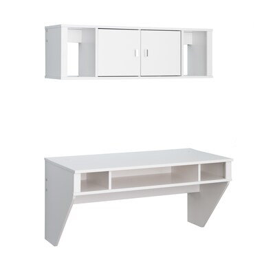 Prepac Designer Floating Desk & Hutch Set, White (WRHW-0501-2M)