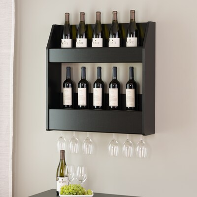 Prepac 2-Tier Floating Wine and Liquor Rack, Black (BSOW-0202-1)