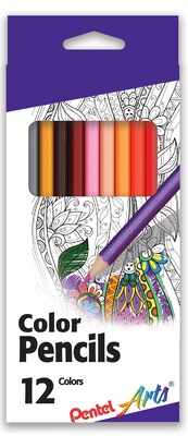 Pentel Arts Color Pencils, Assorted Colors, 12 Pack (CB8-12)