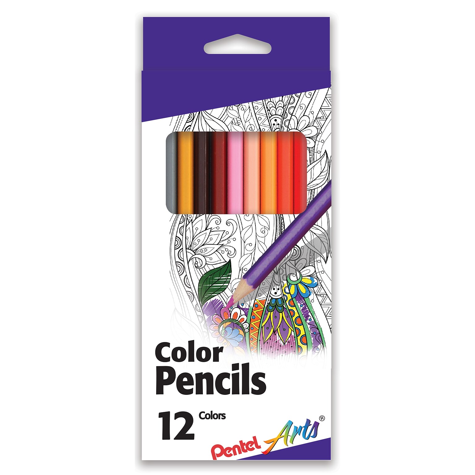 Pentel Arts Color Pencils, Assorted Colors, 12 Pack (CB8-12)