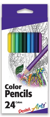 Pentel Arts Color Pencils, Assorted Colors, 24 Pack (CB8-24)