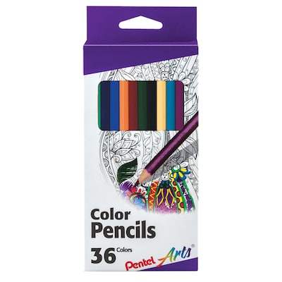 Pentel Arts Color Pencils, Assorted Colors, 36 Pack (CB8-36)