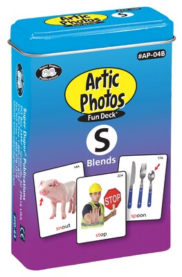 Super Duper Publications Articulation Photos Fun Deck, S Blends Sounds, New Color Photos, Tin (AP04B)