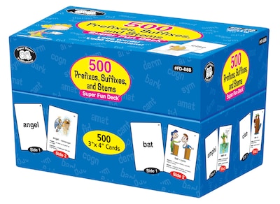 Super Duper Publications Flash Cards, 500 Prefixes Suffixes and Stems, Box (FD88B)