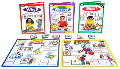 Super Duper Publications Magnetalk WH Questions Combo, 5 Magnetic Games, Color Illustrations, Box (SAS500B)