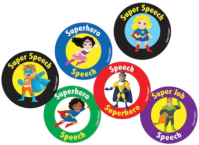 Super Duper Publications Speech Sticker, Superheroes, 50 boys and 50 girls, (ST988)