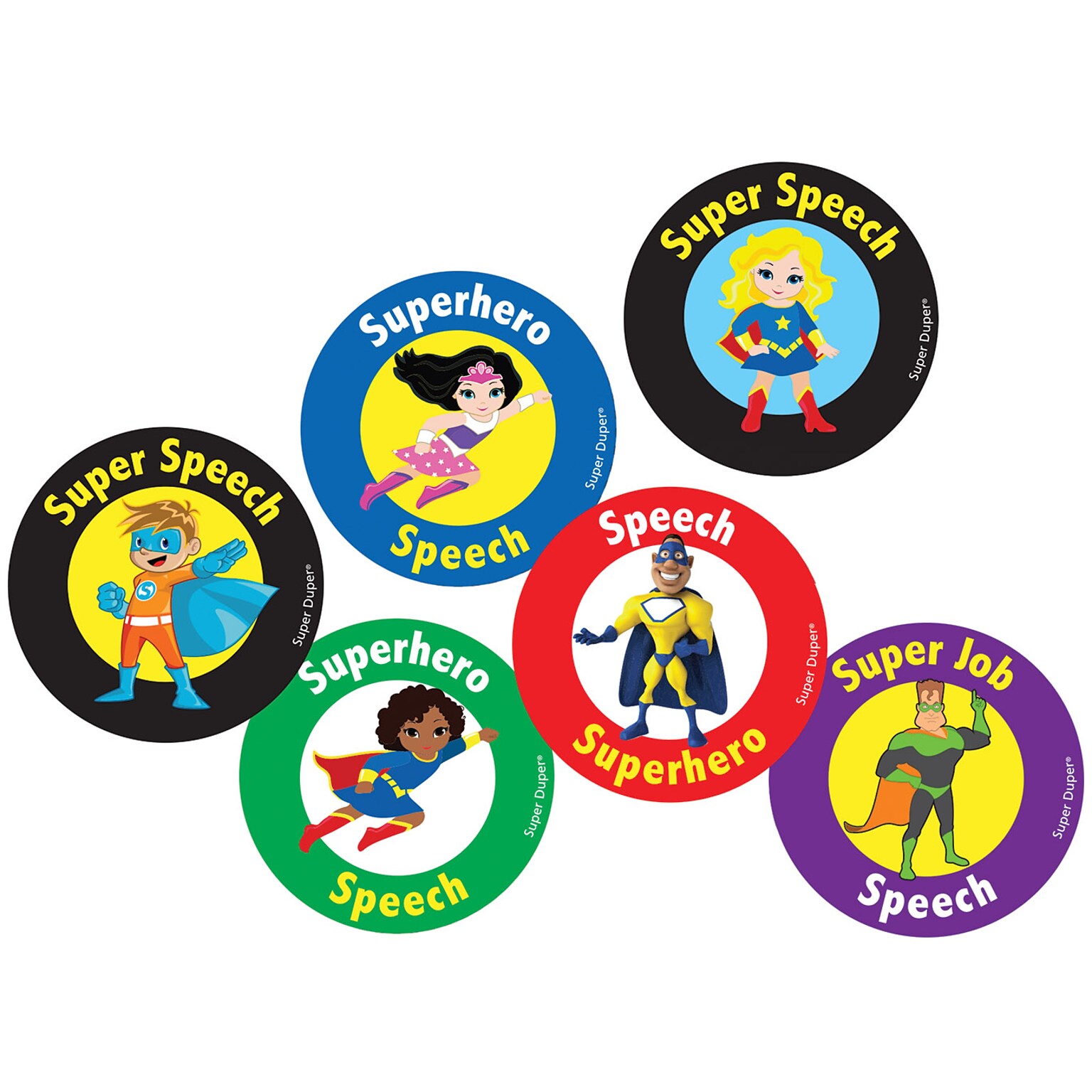 Super Duper Publications Speech Sticker, Superheroes, 50 boys and 50 girls, (ST988)