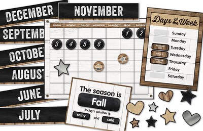 Schoolgirl Style Industrial Chic Bulletin Board Set, Calendar (110398)