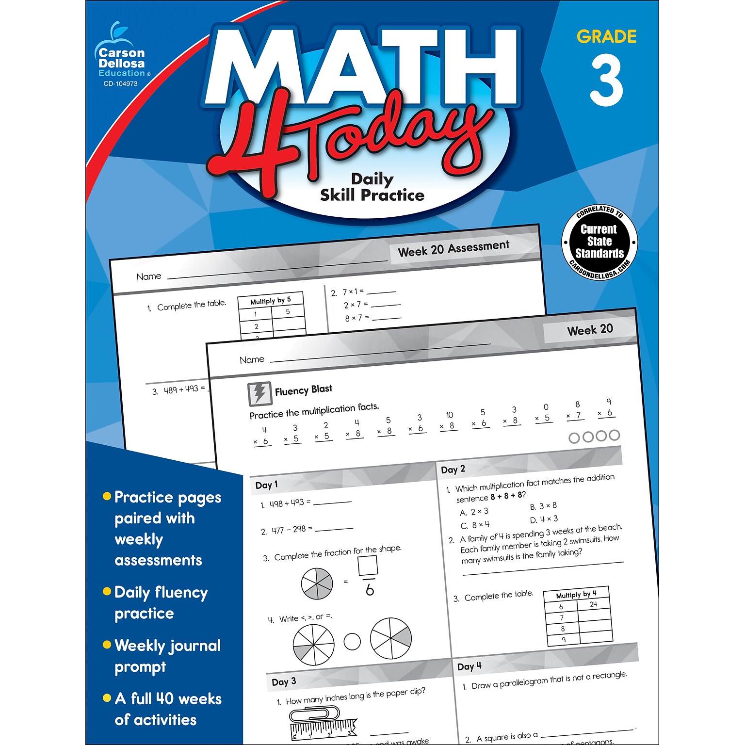 Carson-Dellosa Math 4 Today, Grade 3 Paperback (104973)