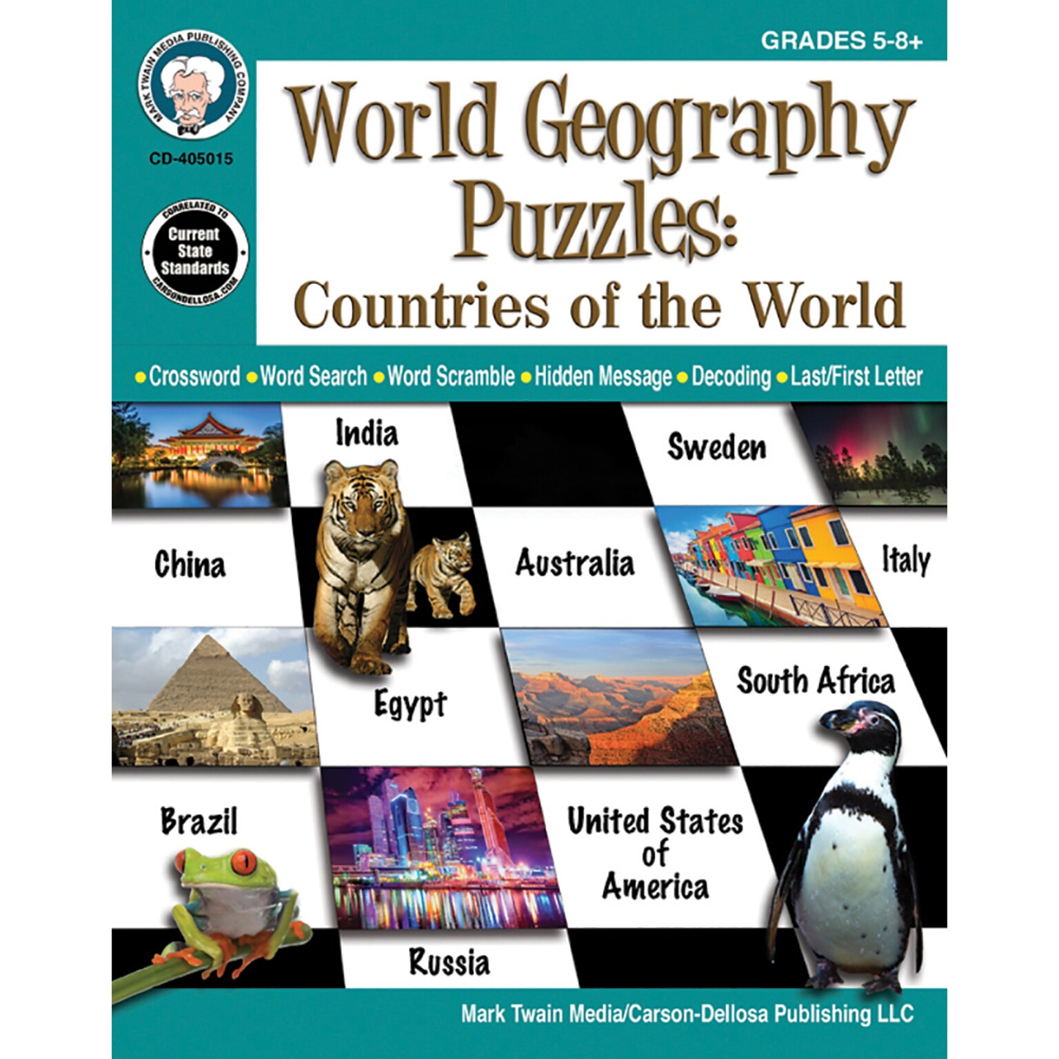 Mark Twain World Geography Puzzles: Countries Of The World, Grades 5 - 12 Paperback (405015)