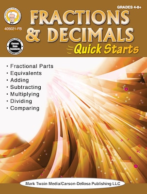 Mark Twain Fractions & Decimals Quick Starts, Grades 4 - 9 Paperback (405021)