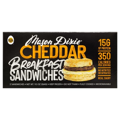 Mason Dixie Cheddar Breakfast Sandwich, 9.3oz, 5/Box (307-00387)