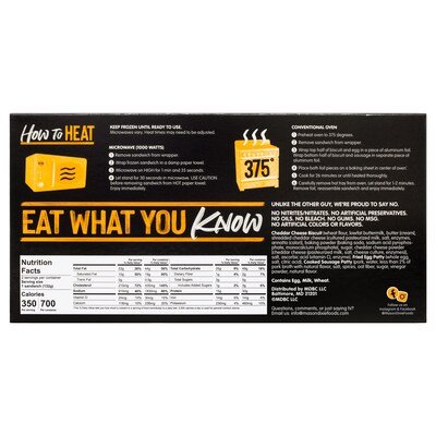 Mason Dixie Cheddar Breakfast Sandwich, 9.3oz, 5/Box (307-00387)