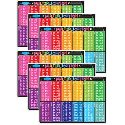Ashley Productions Smart Poly Learning Mat, 12 x 17, Double-Sided, Multiplication, Pack of 6 (ASH95006-6)