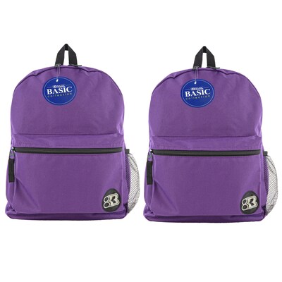 BAZIC Products Basic Backpack, Purple, Pack of 2 (BAZ1037-2)