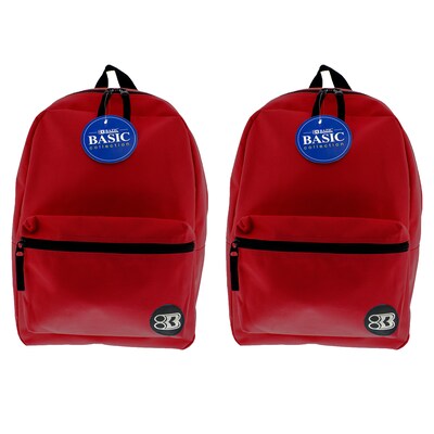 BAZIC Products® Basic Backpack 16 Burgundy, Pack of 2 (BAZ1039-2)