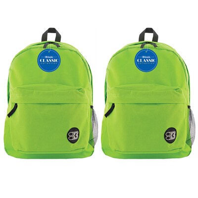 BAZIC Products Classic Backpack, Lime Green, Pack of 2 (BAZ1054-2)