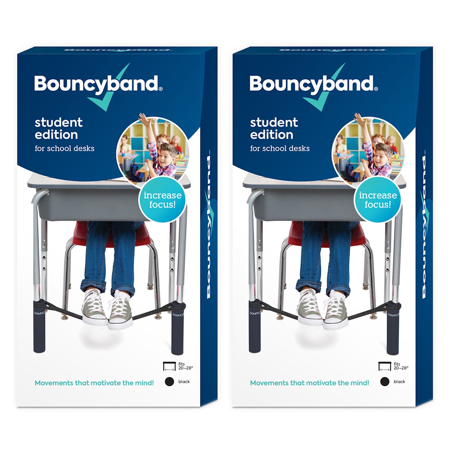 Bouncyband for Desk, Black, 2 Sets (BBABBDBK-2)