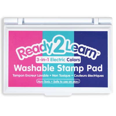 Ready2Learn Washable Stamp Pad 3-in-1, Electric, Pink, Purple & Turquoise, Pack of 3 (CE-10050-3)