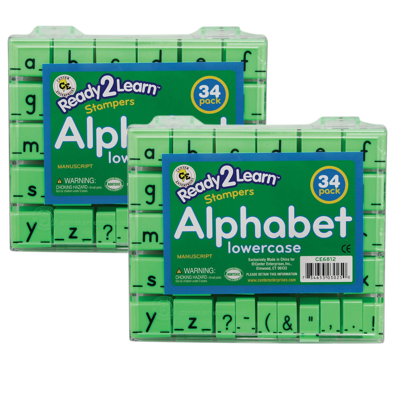 Ready2Learn Alphabet Stamps, Lowercase, Small, 34 Per Set, 2 Sets (CE-6812-2)