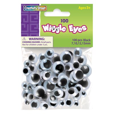 Creativity Street Wiggle Eyes, Black, Assorted Sizes, 100 Pieces Per Pack, 6 Packs (CK-344602-6)