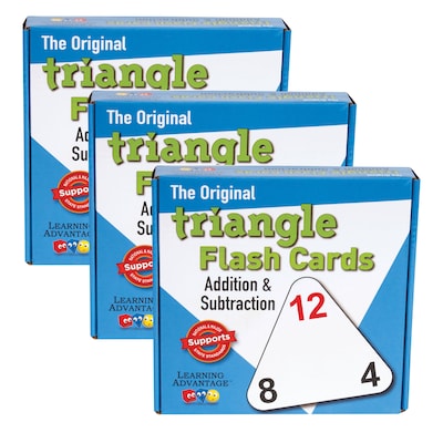 Learning Advantage The Original Triangle Flash Cards - Addition & Subtraction - 20 Per Set - 3 Sets (CRE4551-3)
