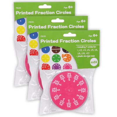 edxeducation Fraction Circles, 9 Values & Colors, 51 Per Set, 3 Sets (CTU19035-3)