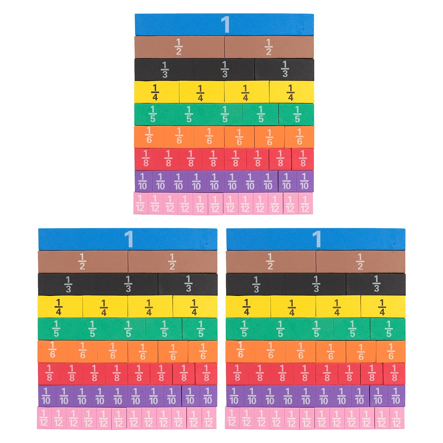 Learning Advantage Fraction Tiles, Foam, Magnetic, 51 Per Set, 3 Sets (CTU7699-3)