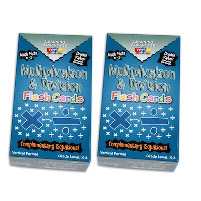 Learning Advantage Double-Value Vertical Flash Cards - Multiplication & Division Set - 90 Per Pack, 2 Packs (CTU8661-2)