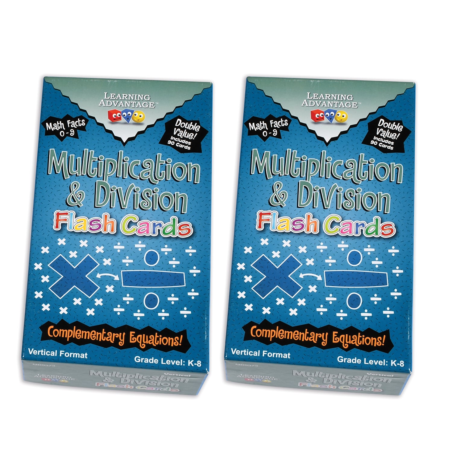 Learning Advantage Double-Value Vertical Flash Cards - Multiplication & Division Set - 90 Per Pack, 2 Packs (CTU8661-2)