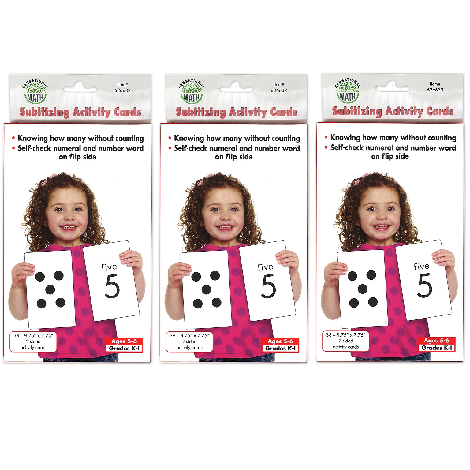Sensational Math Subitizing Activity Cards, 38 Per Pack, 3 Packs (ELP626633-3)
