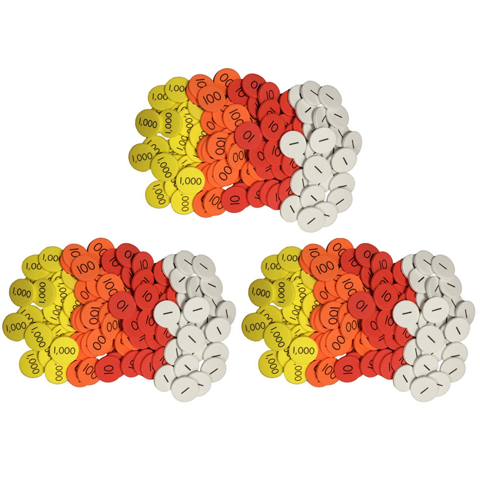 Sensational Math 4-Value Whole Numbers Place Value Discs, 100/Set, 3 Sets (ELP626636-3)