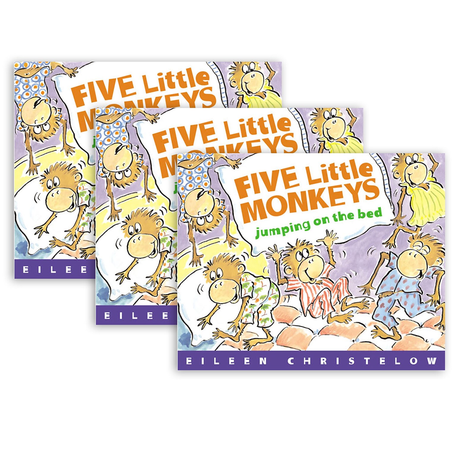 Houghton Mifflin Harcourt Five Little Monkeys Jumping on the Bed Book, Pack of 3 (HO-395557011-3)