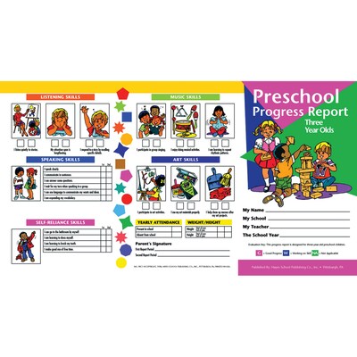 Hayes Publishing Preschool Progress Report, Three Year Olds, 10 Per Pack, 6 Packs (H-PRC1-6)