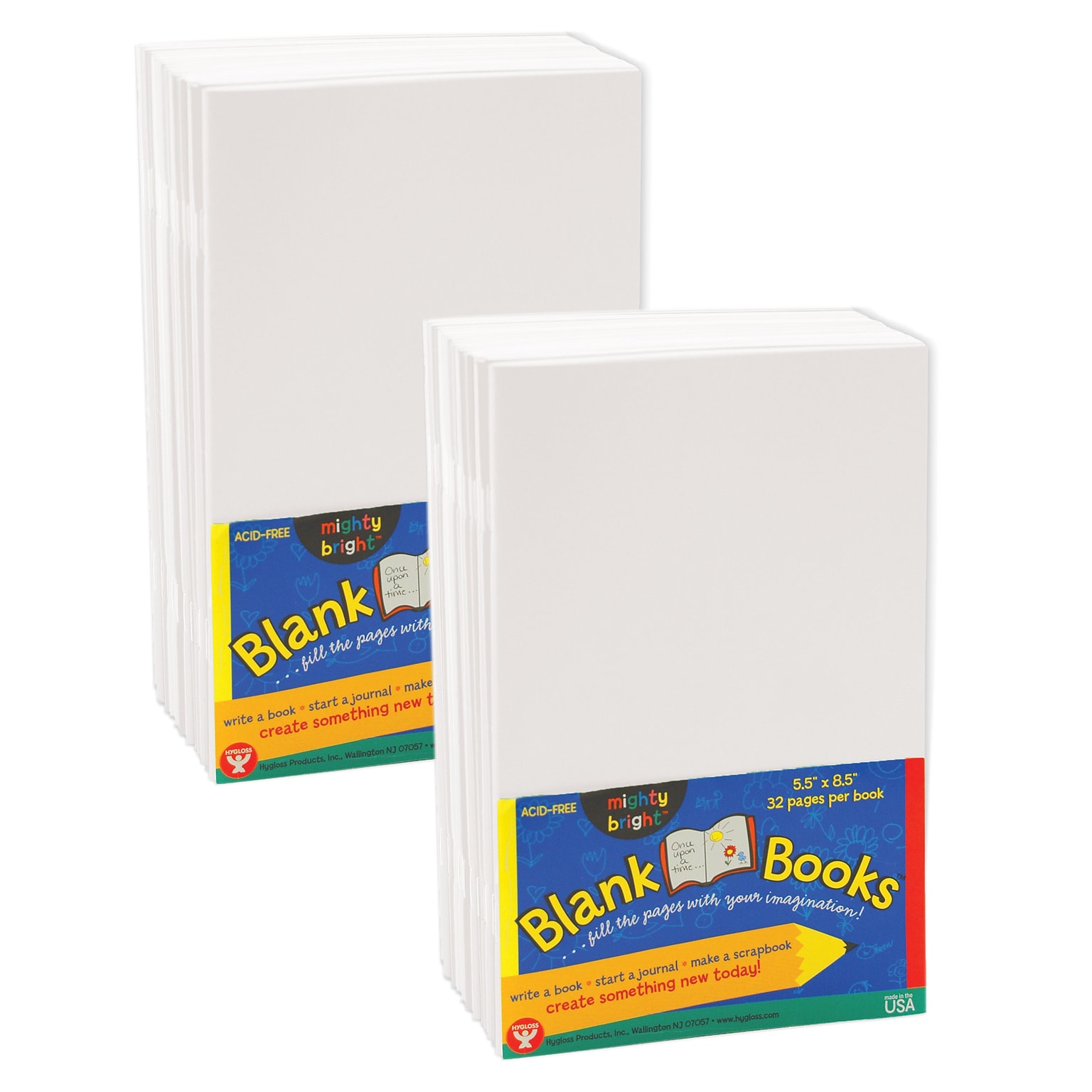 Hygloss Blank Books 8.5 x 5.5 Drawing Sketch Book, 32 Sheets/Book, 2/Bundle (HYG77710-2)