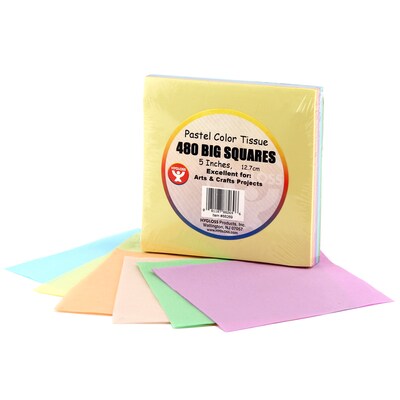Hygloss 5 Tissue Squares, Pastel Colors, 480 Per Pack, 3 Packs (HYG88269-3)