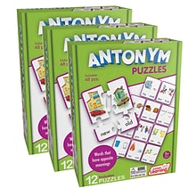 Junior Learning Antonym Puzzles, 12 Per Set, 3 Sets (JRL242-3)