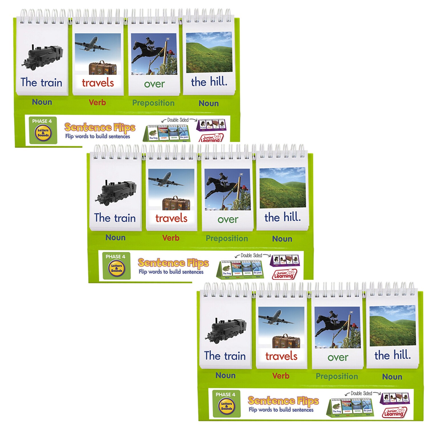 Junior Learning® Sentence Flips, Double-Sided Sentence Building Flip Chart, Pack of 3 (JRL265-3)
