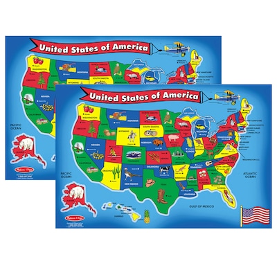 Melissa & Doug U.S.A. (United States) Map Floor Puzzle - 51 Pieces, Pack of 2 (LCI440-2)