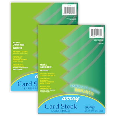 Pacon Card Stock, Emerald Green, 8-1/2 x 11, 100 Sheets Per Pack, 2 Packs (PAC101170-2)