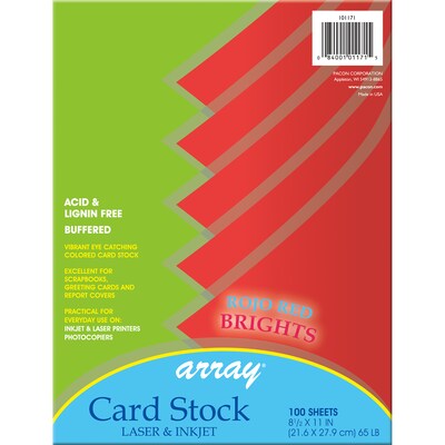 Pacon Card Stock, Rojo Red, 8-1/2 x 11, 100 Sheets Per Pack, 2 Packs (PAC101171-2)