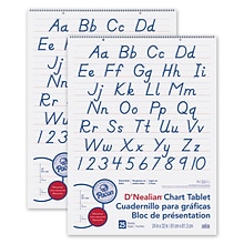 Pacon DNealian Chart Tablet, Manuscript Cover, 2 Ruled 24 x 32, 25 Sheets, Pack of 2 (PAC74730-2