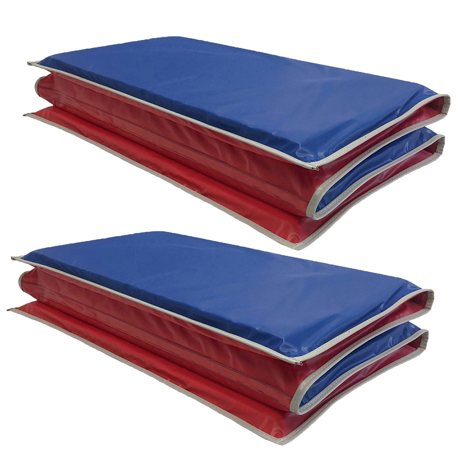 KinderMat 3-Fold Vinyl Basic Mat, 45 x 19, Red/Blue with Gray Binding, 2/Bundle (PZ-KM110-2)