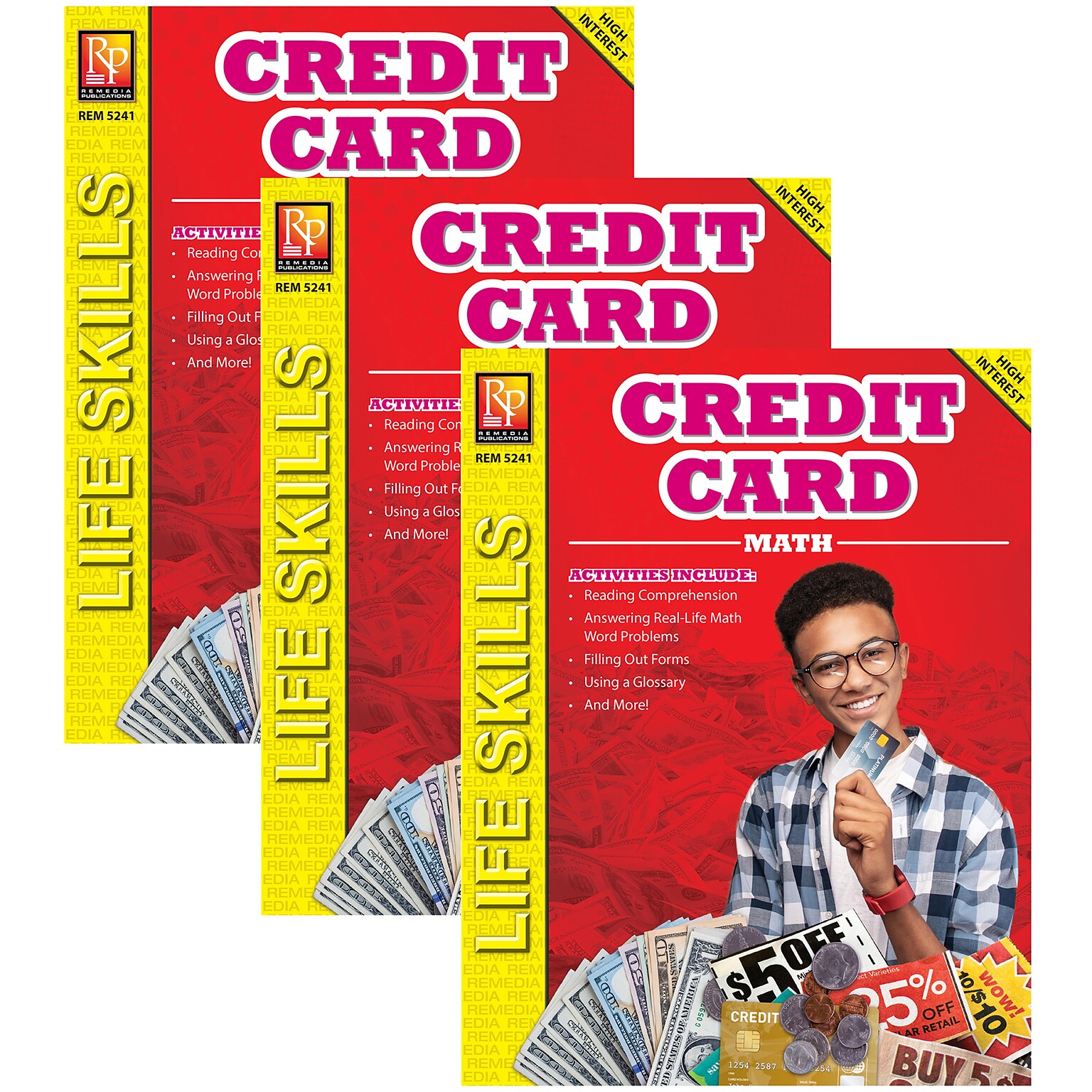 Remedia Publications Credit Card Math: Life Skills Math Series, Pack of 3 (REM5241-3)