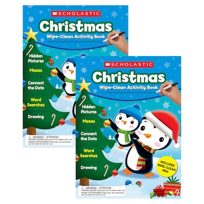 Scholastic Teaching Solutions Christmas Wipe-Clean Activity Book, Pack of 2 (SC-831496-2)
