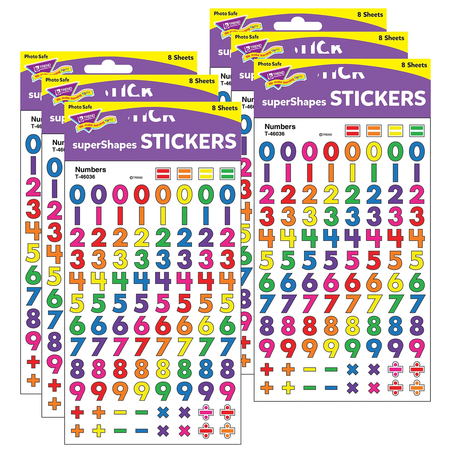 TREND Numbers superShapes Stickers, 800 Per Pack, 6 Packs (T-46036-6)
