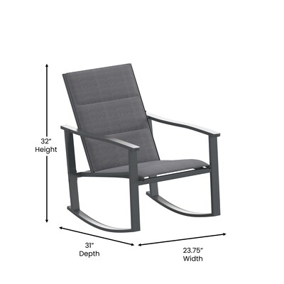 Flash Furniture Brazos Outdoor Rocking Chair Bistro Set with 2 Chairs and Table, Black (FVFSC2315BLK)