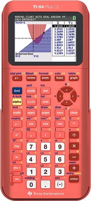 Texas Instruments TI-84 Plus CE Graphing Calculator, Metallic Coral Salmon (84CEPY/TBL/1L1/L)