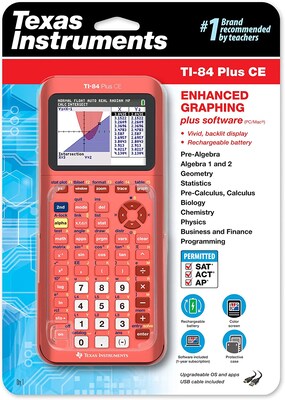 Texas Instruments TI-84 Plus CE Graphing Calculator, Metallic Coral Salmon (84CEPY/TBL/1L1/L)