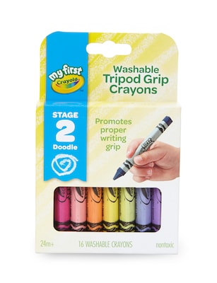Crayola® My First Crayola® Washable Tripod Grip Crayons, 16/Pack (81-1461)